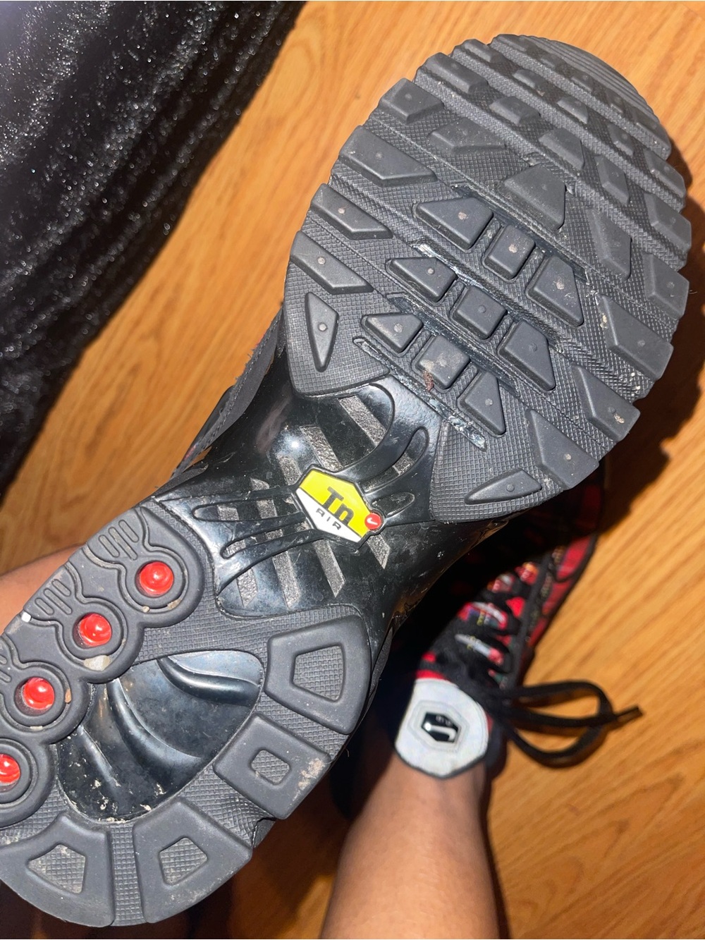 Nike Women's Red Plaid Black Accent Sneakers - Picture 6 of 7